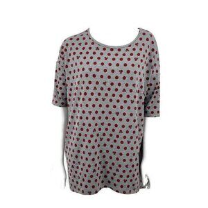 LuLaRoe Irma Tunic Top Womens Small Minnie Mouse Grey Red Polka Dots
